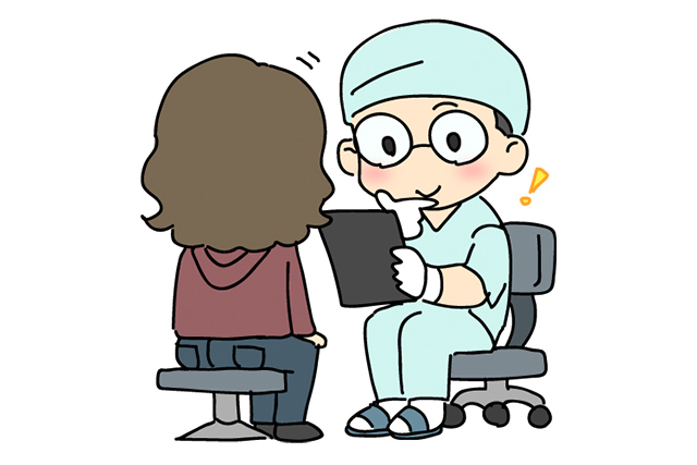 問診をする歯科医師のイラスト